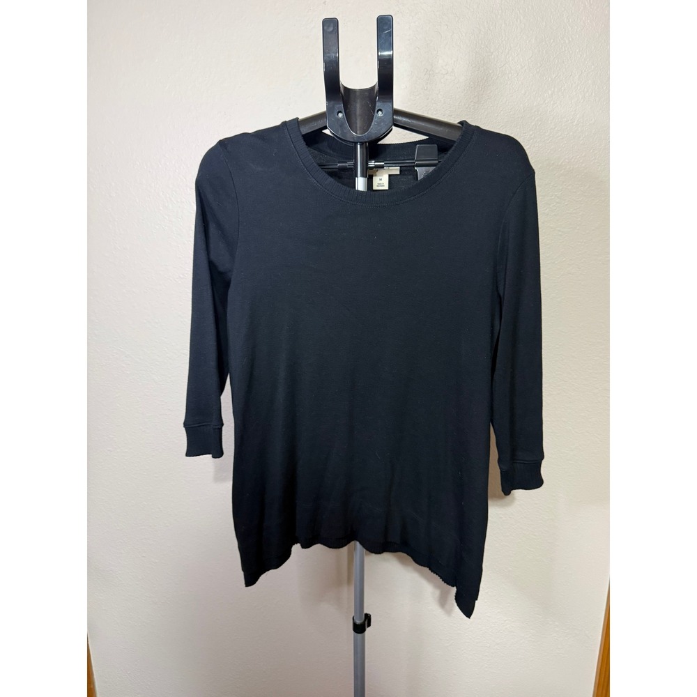 Style & Co Womens Black Crew Neck 3/4 Sleeve Knit Sweater Top Size Medium